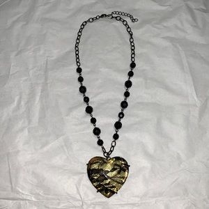 Clear tinted lace heart necklace